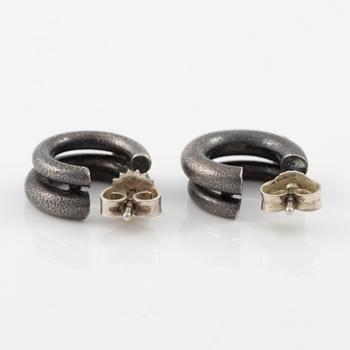 Bracelet, necklace, a pair of earrings, and a ring, Pia Rauff, silver with small diamonds.