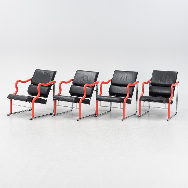 Yrjö Kukkapuro, a set of 4 'Experiment' easychairs, Avarte 1980's.