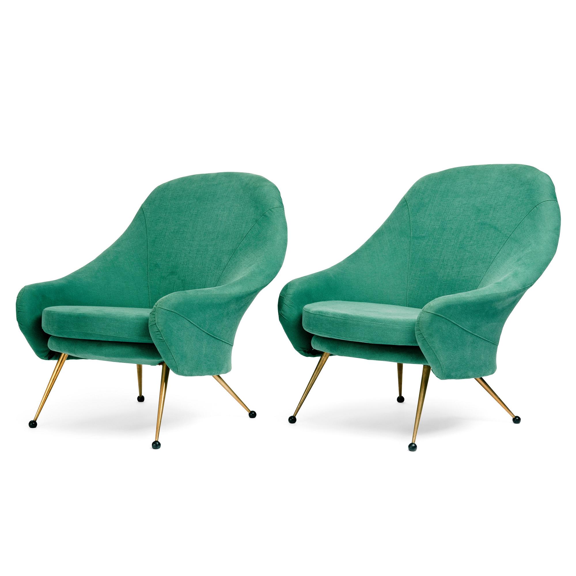 Marco Zanuso, a pair of easy chairs, "Martingala", Arflex, Italy 1950-60s.