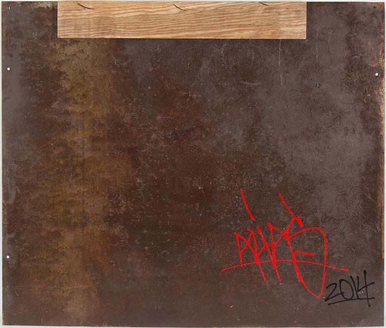 ALIAS, "Hiding", stencil on metal, signed on verso, 2014.