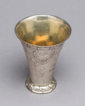 A Swedish 18th century parcel-gilt beaker, mark of Simson Ryberg, Stovkholm (1771-1807).
