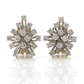 Earrings, a pair, 18k white gold and brilliant-cut diamonds.