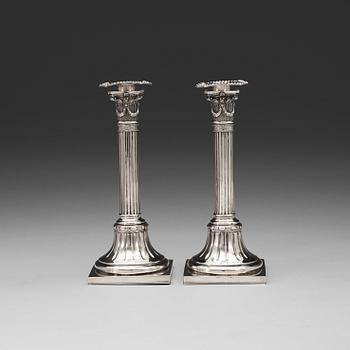 1014. A pair of Swedish 18th century silver candel-sticks, marks Anders Christian Levon, Åbo 1791.