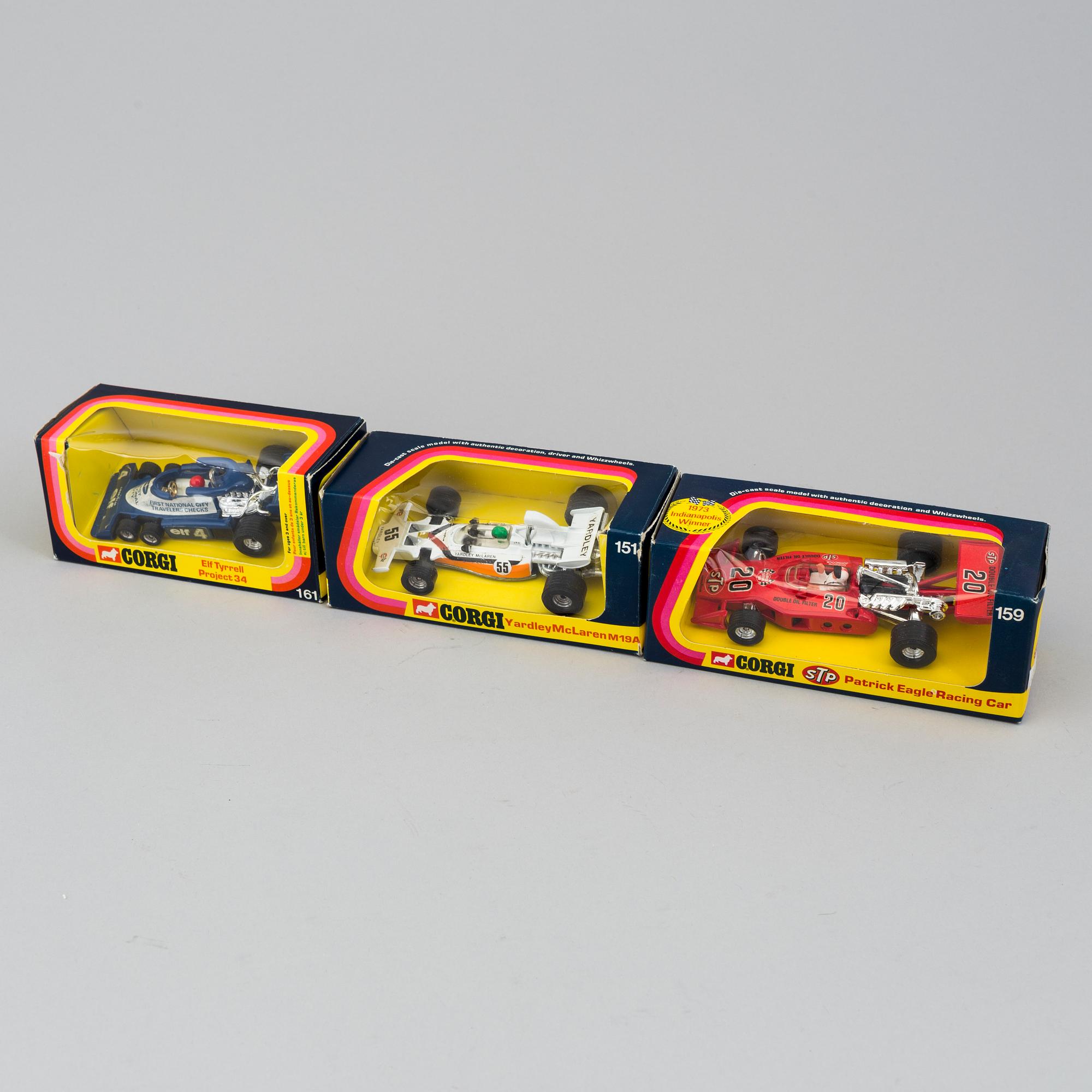 a set of 6 formula 1 Corgi Toys cars, England 1970's.