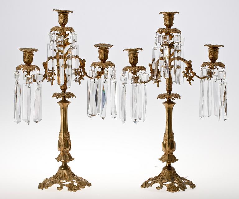 KANDELABRAR, ett par, nyrokoko, sent 1800-tal.