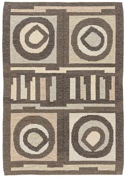 228. a carpet, flat weave, ca 242,5 x 170,5 cm, signed GBJ as well as a weavers signature in the form of a light blue square.