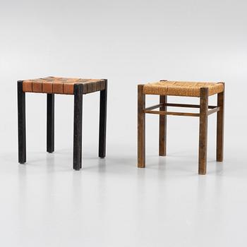 Axel Larsson, two similar stools, Svenska Möbelfabriken, Bodafors, Sweden, 1930's.