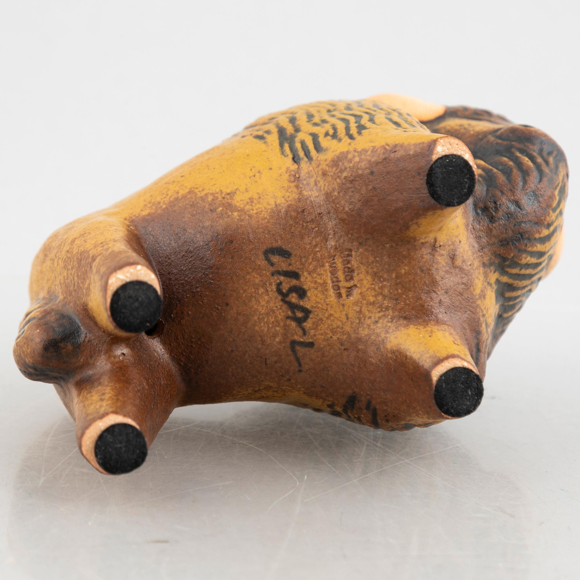 Lisa Larson, figurines, a set of four stoneware figurines including 'Lejon mini' from the series 'Afrika', Gustavsberg.