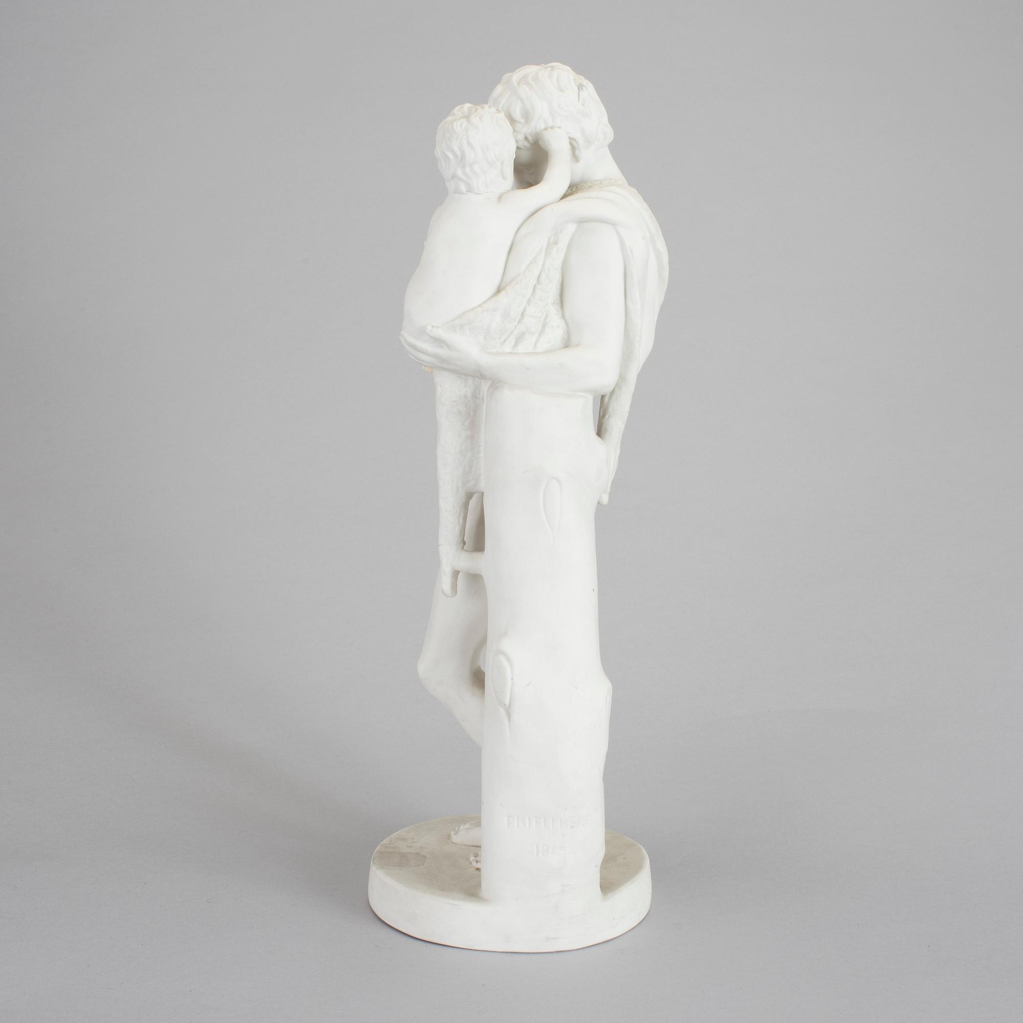 SKULPTUR, parian, F. Kiellberg, stämpelsignerad och daterad 1869, tillverkad mellan 1870-1907.