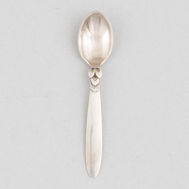 Gundorph Albertus, twelve sterling silver mocha-/coffee spoons in case,"Cactus", Georg Jensen 1933-44.