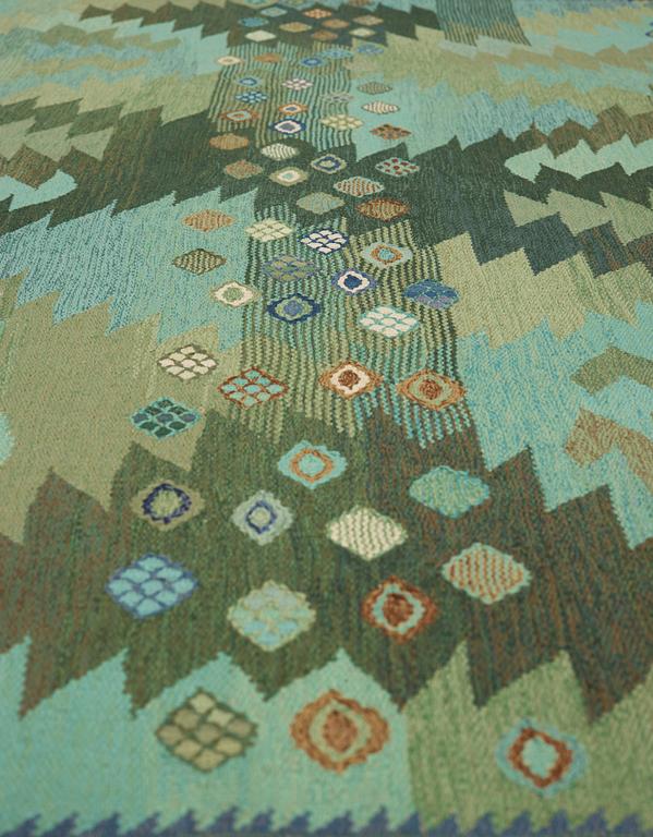 BARBRO NILSSON, A CARPET, "Tånga, grön", flat weave, 357,5 x 235,5 cm, signed AB MMF BN.