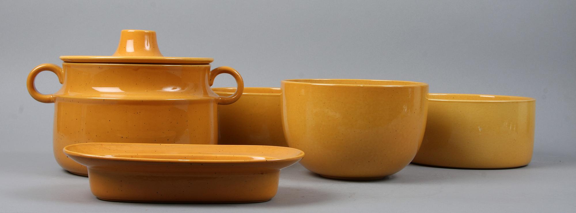 PARTI STENGODS, 5 delar, "Primula", Stig Lindberg, Gustavsberg.