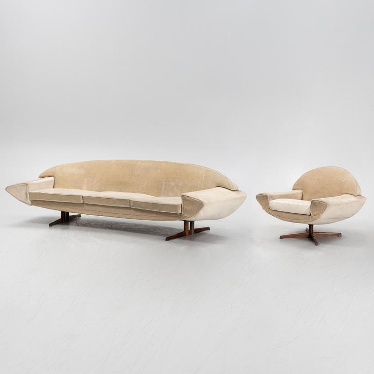 Johannes Andersen, a 'Capri' sofa and easy chair, Trensum, 1960's.