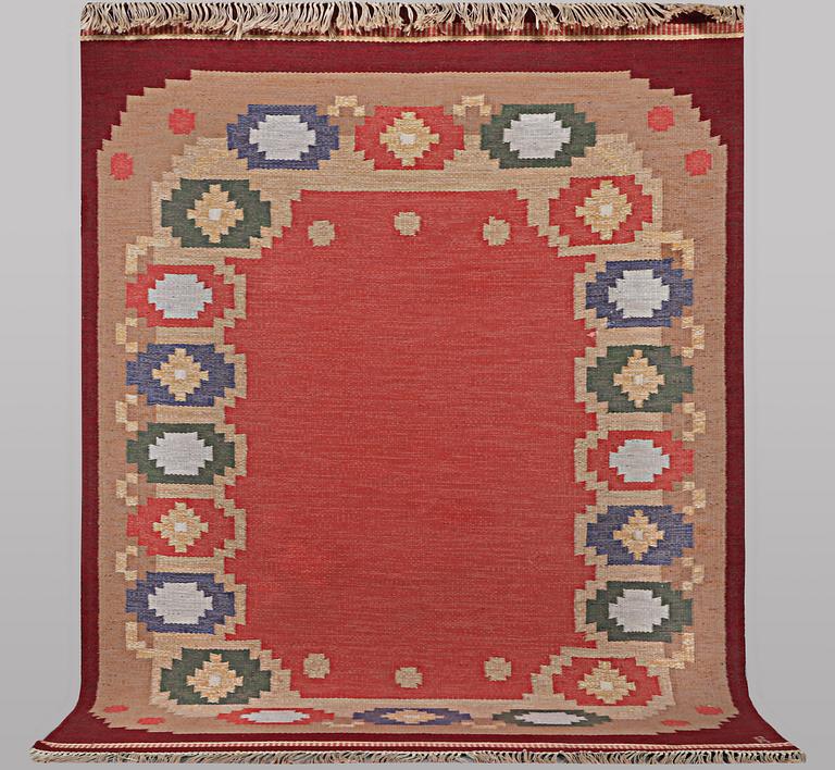 Anna-Johanna Ångström, a flat weave carpet, 'Porjus', signed Å, ca 240 x 170 cm.