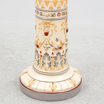 A majolica pedestal, Rörstrand, Sweden, around 1900.