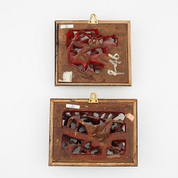 Two Chinese carved wood decor parts, 20th Century.