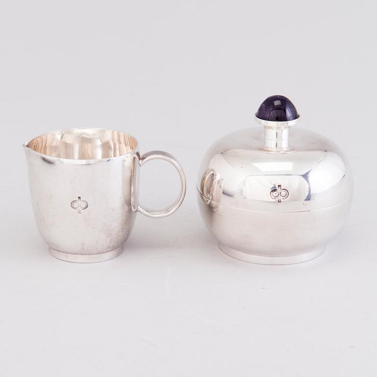 A silver bowl, a lidded sugar bowl and a cream jug, Auran Kultaseppä/ Kultakeskus, Finland 1987 and 1994.