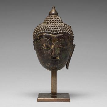 701. A bronze head of Buddha, Thailand, presumably 18th Century.