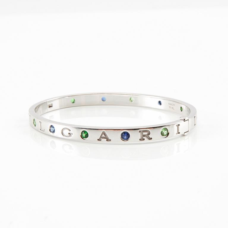 Bulgari, "Roman Sorbets" bracelet, 18K white gold with faceted tsavorites and purple sapphires.