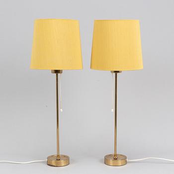 Apair of Bergbom brass table lamps.