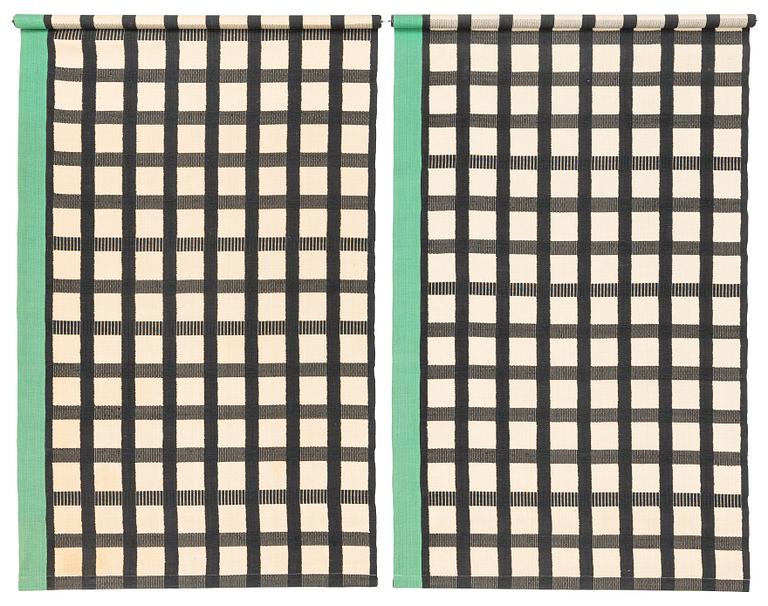 Olle Nyman, a pair of tapestries, flat weave, c 204 resp 220 x 128 cm, Handarbetets Vänner.