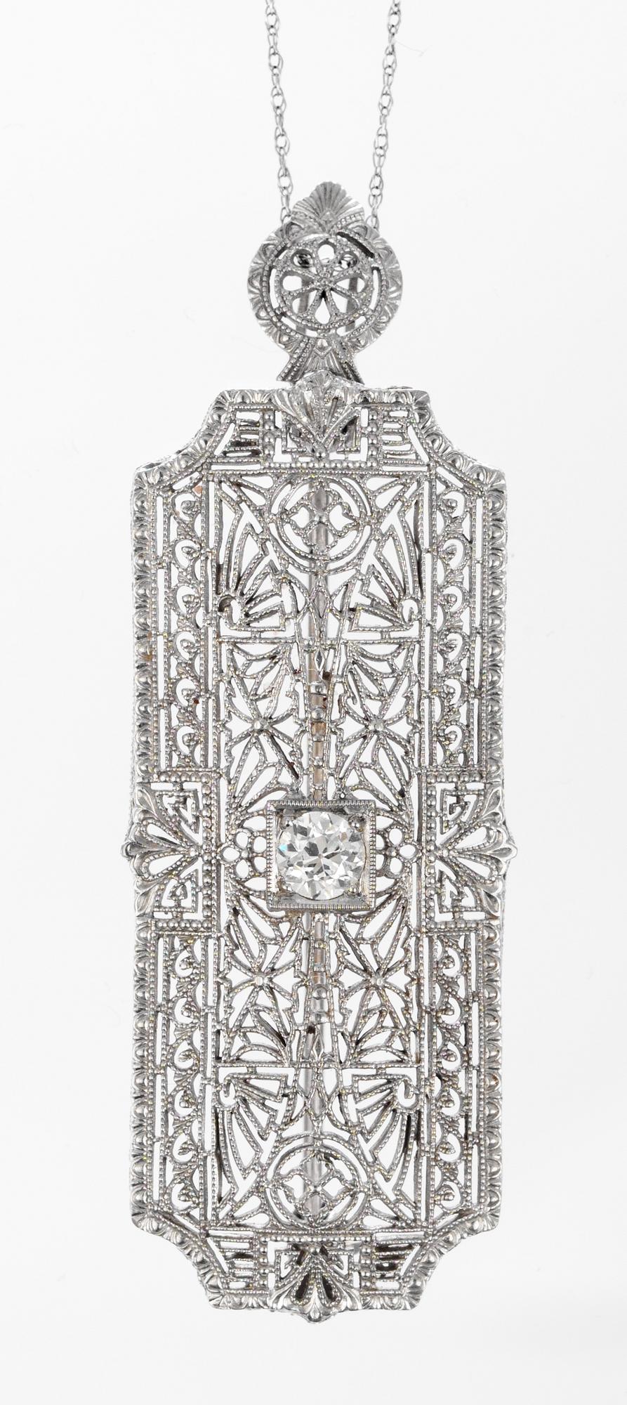 BROSCH/HÄNGE, filigranarbete medbriljantslipad diamant.