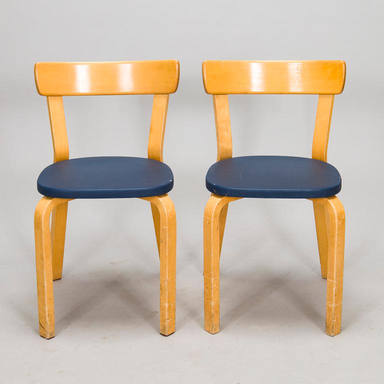 Alvar Aalto, a set of four '69' chairs for Artek, 1970s/80s.