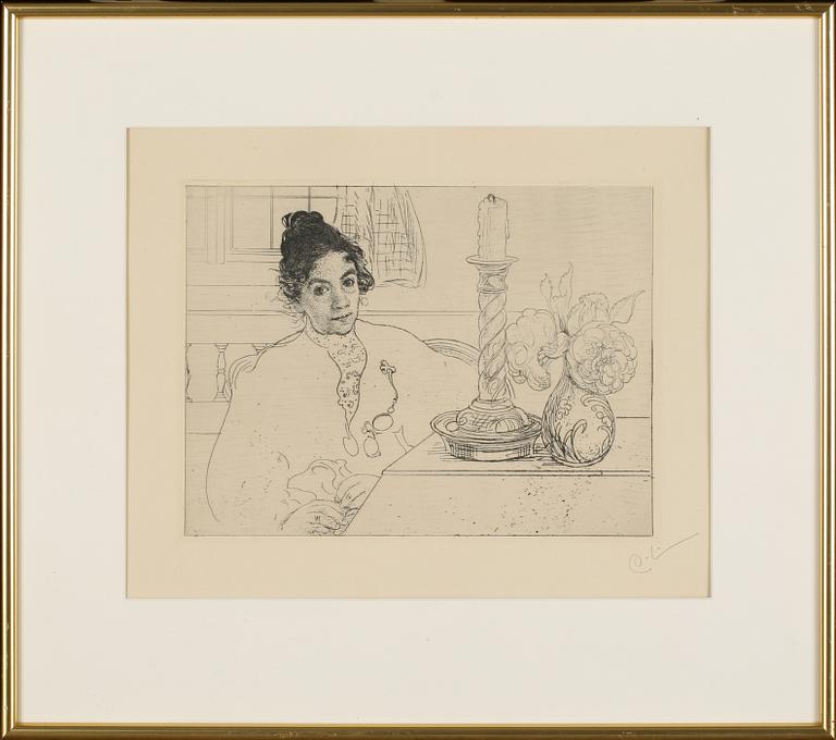 CARL LARSSON, etsning, monogramsignering.