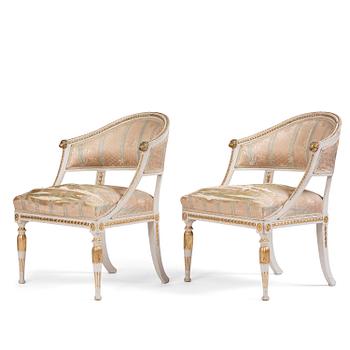 65. A pair of late gustavian open armchairs, Stockholm, late 18th century.