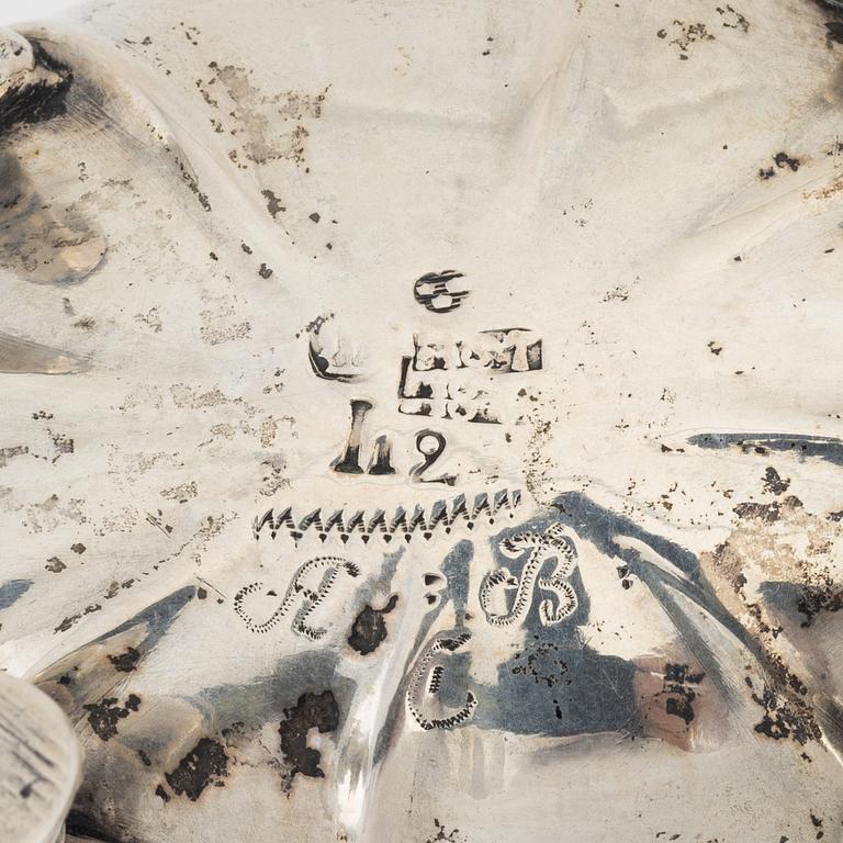 A Swedish Parcel-Gilt Silver Rococo Creamer and Salt Cellar, 18th century.