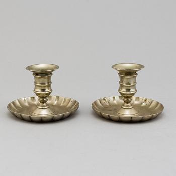 A pair of paktong chamber candlesticks, second half of the 18th century.