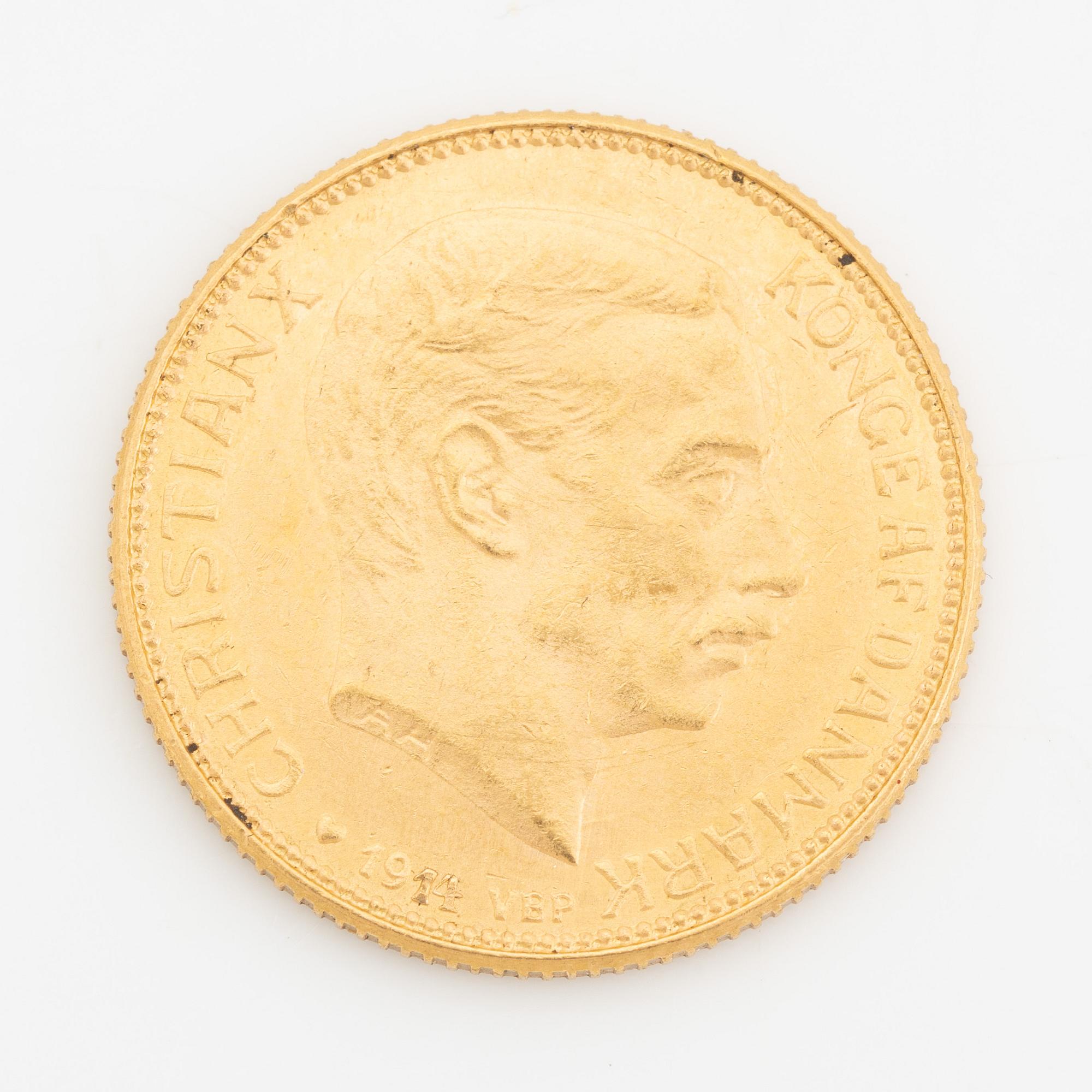A Danish goldcoin, 20 kr, 1914.