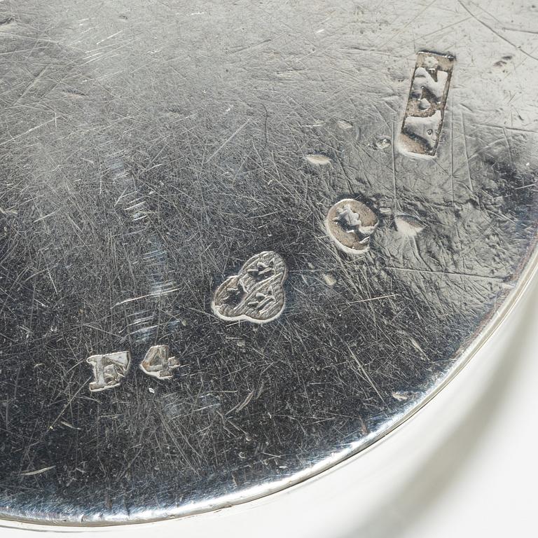 Six 19th century silver boxes.