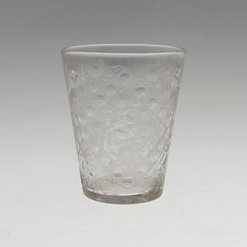 A CUT GLASS BAROQUE BEAKER, 18th century.