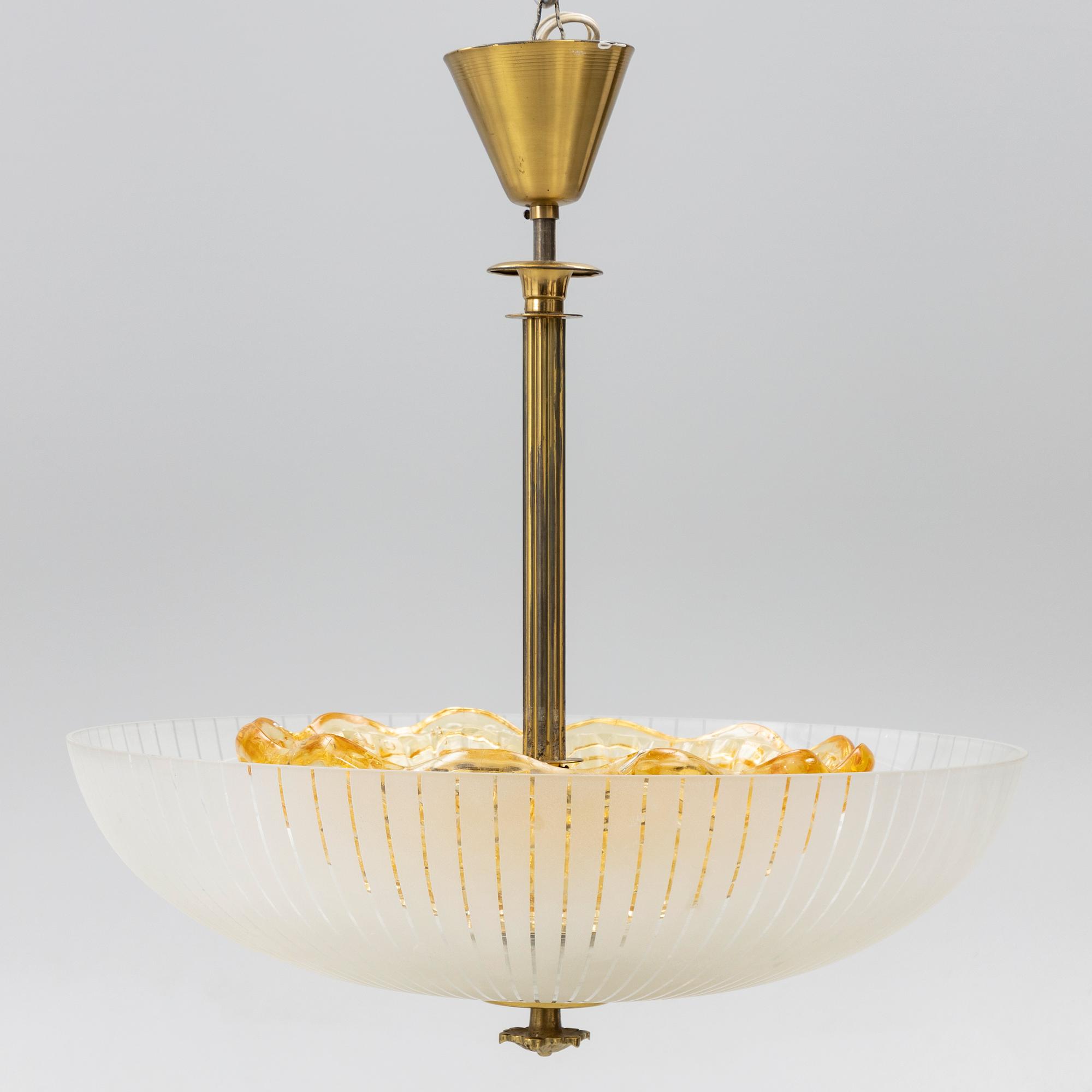 Ceiling lamp, Orrefors, mid-20th century.