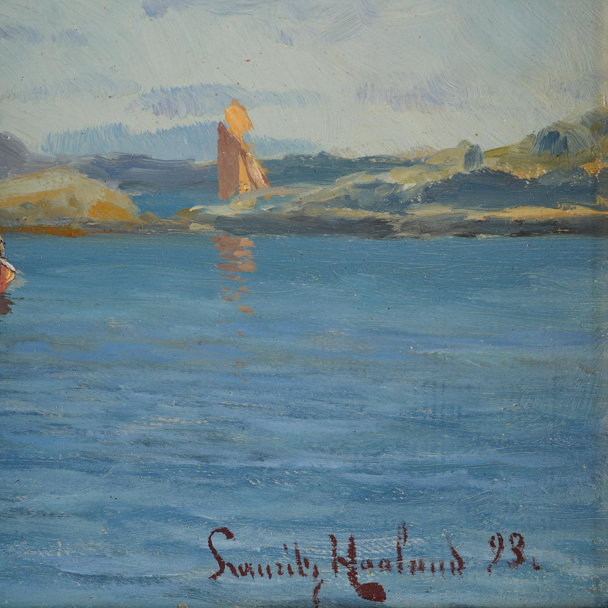 Lauritz Haaland, Sailing ship by the cliffs.