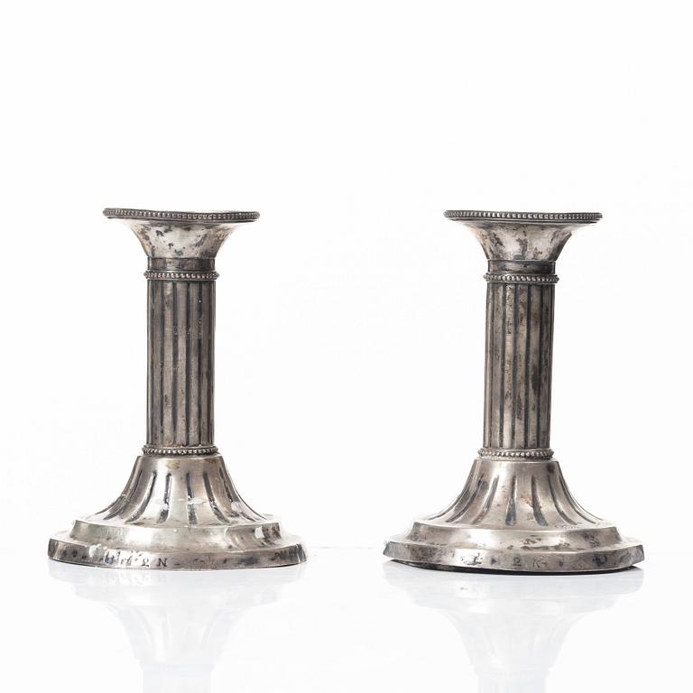 Candelsticks, a pair, silver, Sweden 1795.