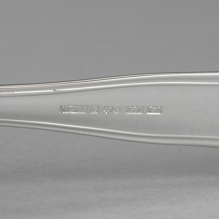 BESTICKSERVIS, 63 delar, silver, "Sachisk", Mema, Linköping, 1989-91. Vikt utan knivar ca 1740 gram.