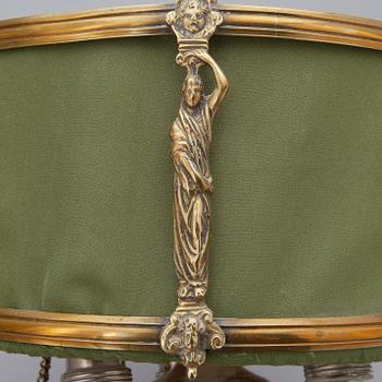 BORDSLAMPA / OLJELAMPA, mässing, 1800-tal.