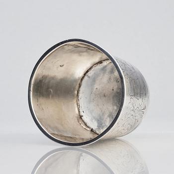 A German silver beaker, unclear makers mark, possibly Konstanz 17th century.