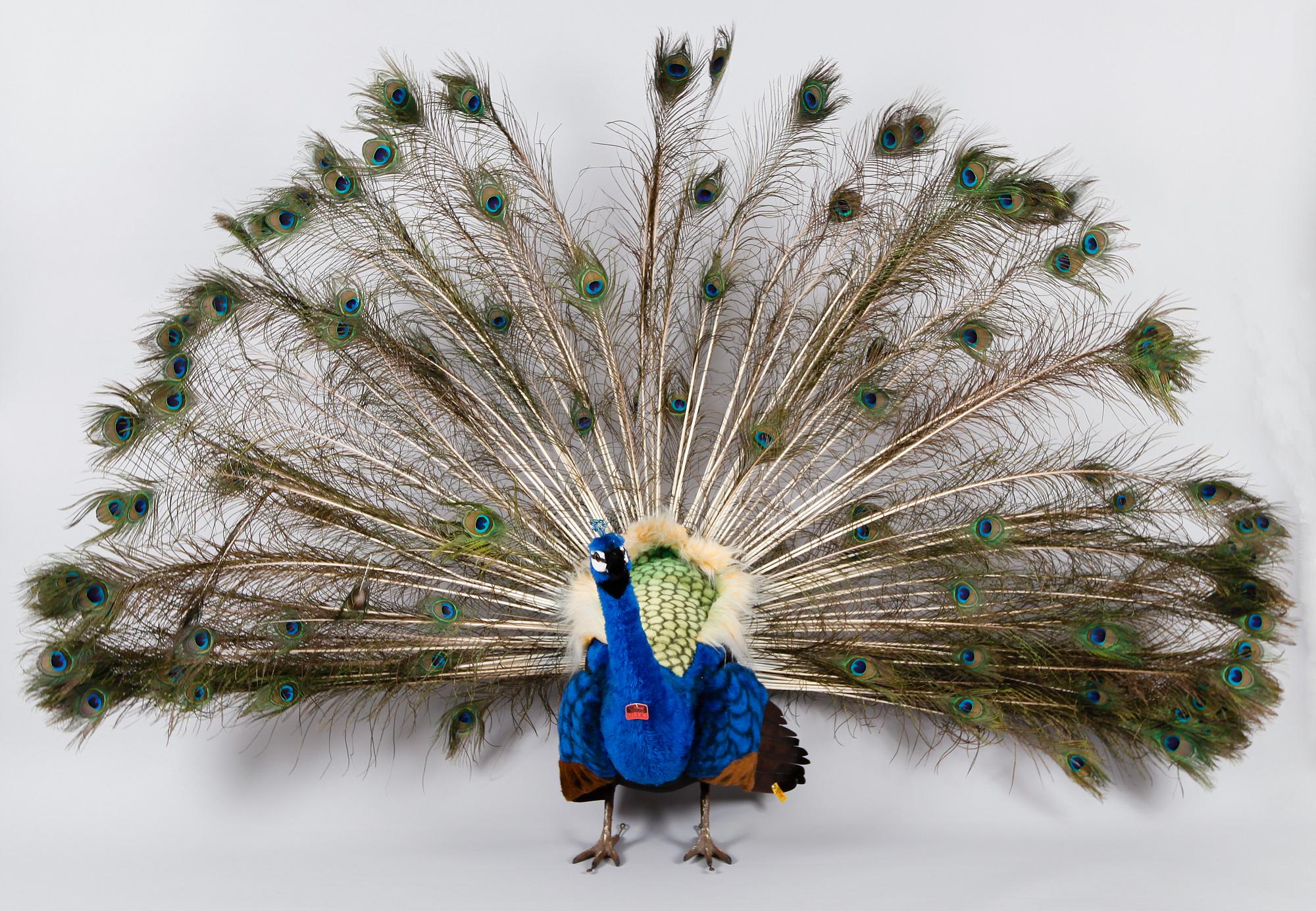 LEKSAK, Steiff, påfågel.