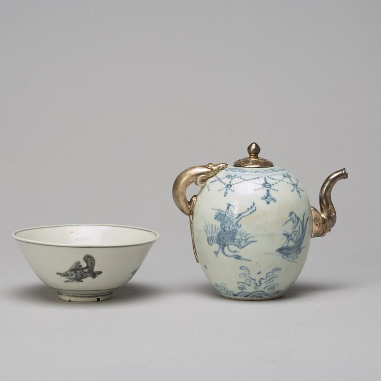A South East Asian tea pot and bowl, 20th Century.