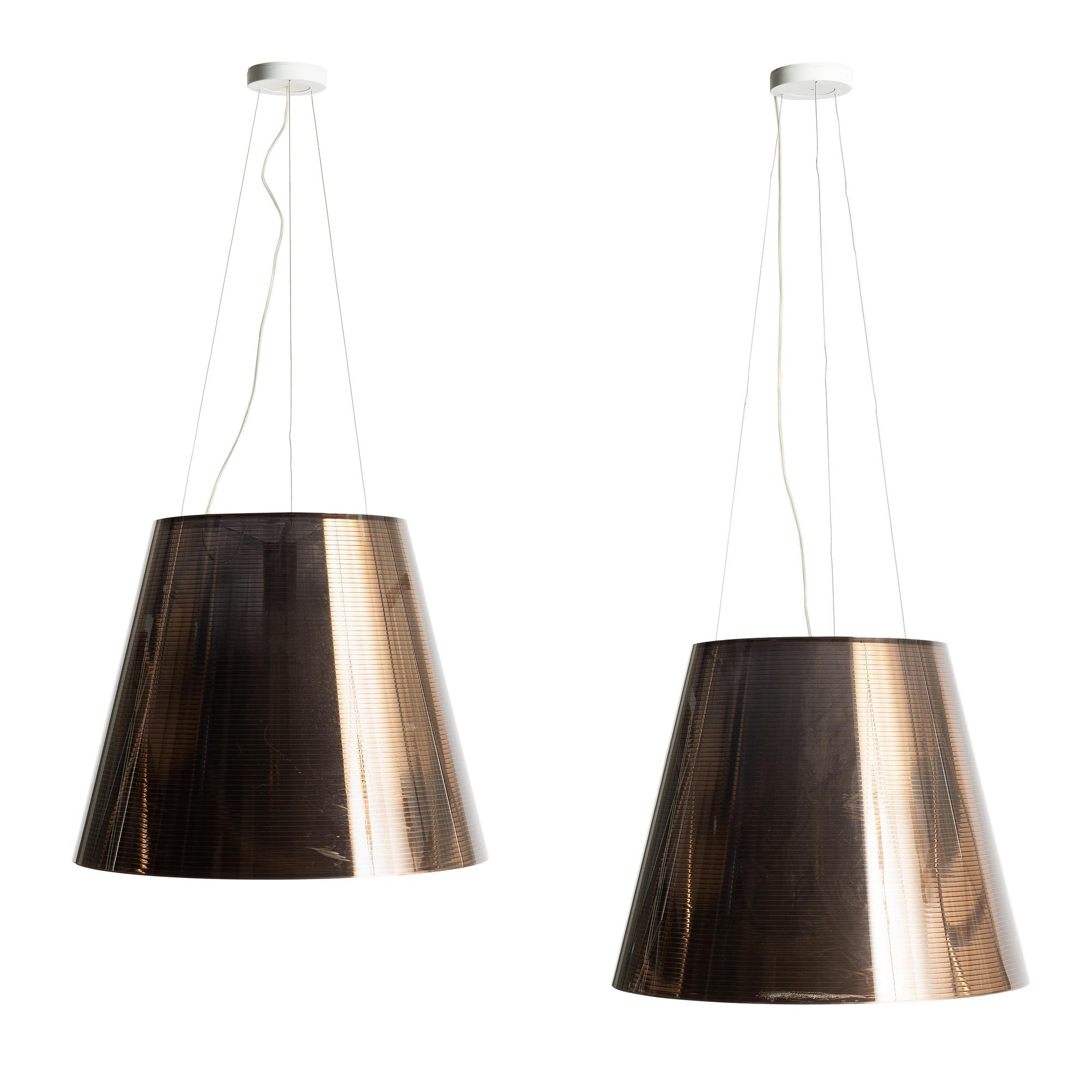Philippe Starck, ceiling lamps, a pair, "Ktribe S3", Flos, designed in 2005.