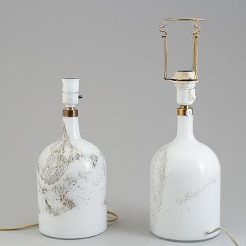 TABLE LAMPS, a pair, Holmegaard, signed with label. Second half of the 20th century.