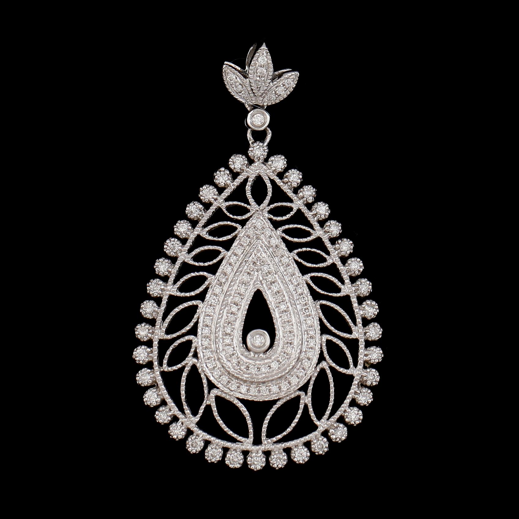 HÄNGE, 18 k vitguld, briljantslipade diamanter. Vikt ca 6,1 g.