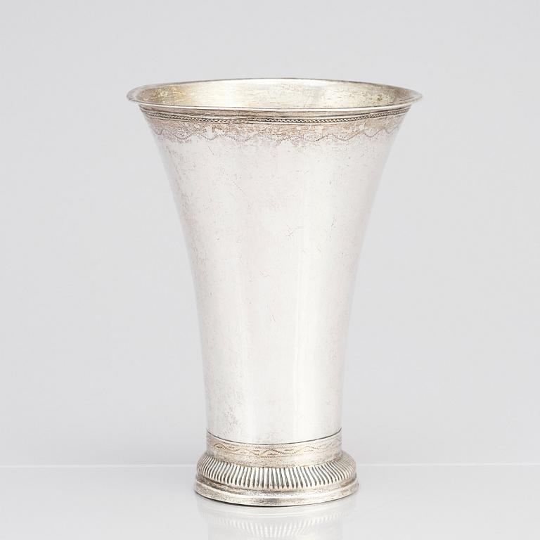 A Swedish 18th century parcel-gilt silver beaker, mark of Petter Gillberg, Varberg 1791.