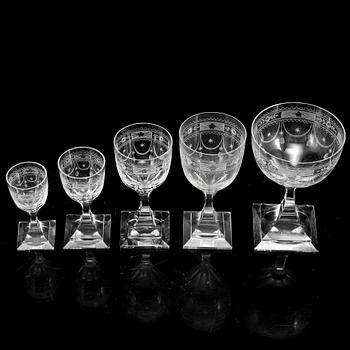 A Kosta glass service, 20th Century. (59 pieces).