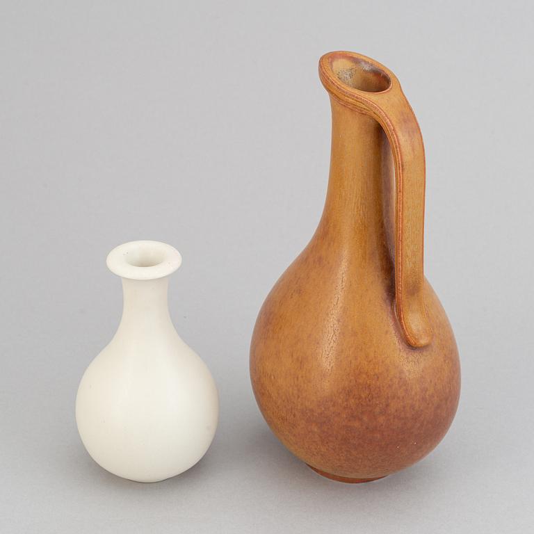 Gunnar Nylund, a set of three stoneware jugs and a vase for Rörstrand, 1950's/60's.