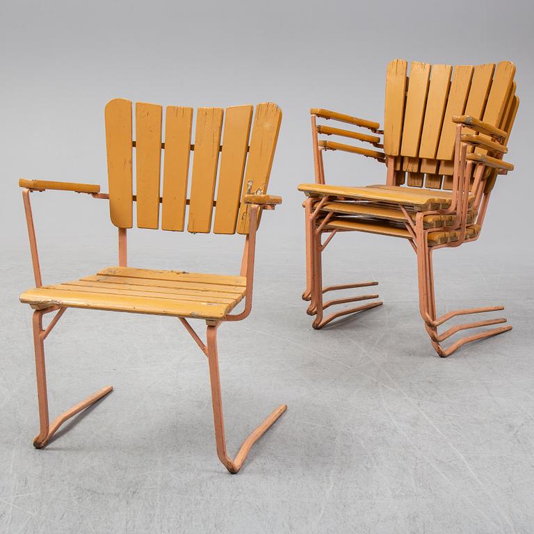 Four garden chairs, mid 20th century.