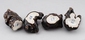 FIGURER, 4 st, stengods, Knud Kyhn, Royal Copenhagen.